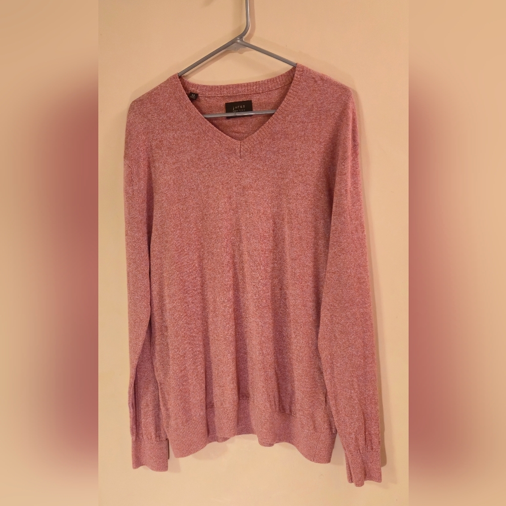 Jachs Red Linen Blend V-Neck Sweater - Perfect for Holidays - Size XL